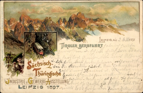 Litho Leipzig, Sächsisch Thüringische Industrie und Gewerbeausstellung 1897, Tiroler Bergfahrt