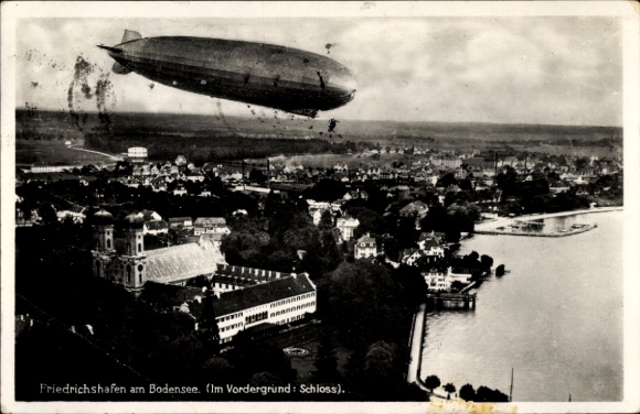 Ansichtkaart Friedrichshafen aan het Bodenmeer, Kasteel, Zeppelin