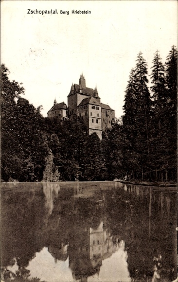 Ak Kriebstein Saksen, Kasteel Kriebstein in de Zschopau-vallei