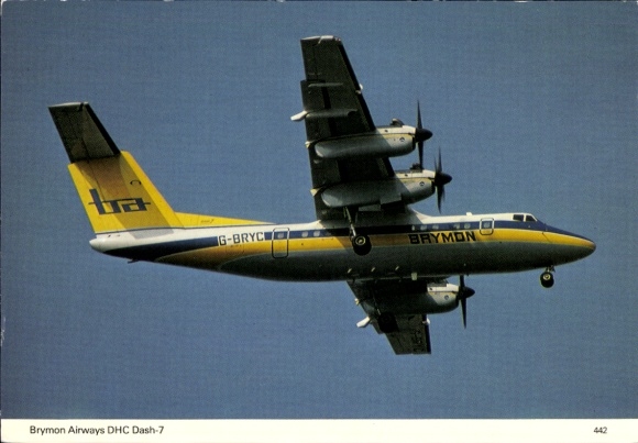 Postcard passenger aircraft Brymon Airways, DHC Dash-7, G-BRYC