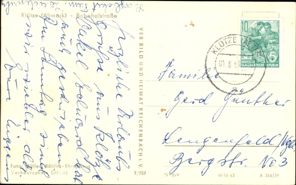 Postcard Klötze in the Altmark, Bahnhofstrasse