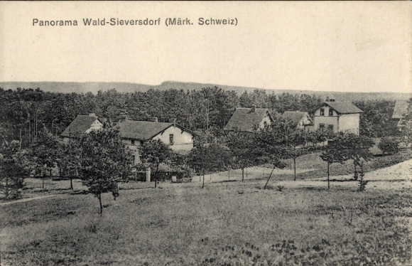 Ak Waldsieversdorf Märkische Schweiz, panoramisch uitzicht, huizen, bomen, landschap