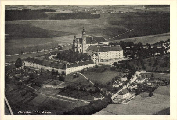Postcard Neresheim in Württemberg, aerial photograph