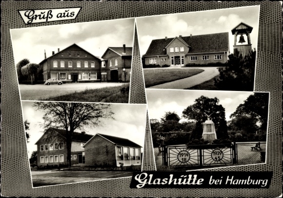 Ak Glashütte Norderstedt in Schleswig Holstein, Restaurant, Kriegsdenkmal, Schule