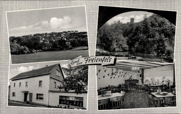 Postcard Freienfels Weinbach an der Lahn, Restaurant Pension Zur Burgruine