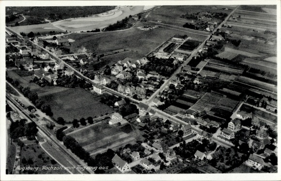 Postcard Hochzoll Augsburg in Swabia, aerial photograph