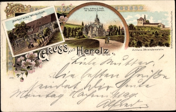 Chromo-Litho Herolz Schluechtern in Hesse, Brandenstein Castle, New Castle, Herber&#39;sche economy