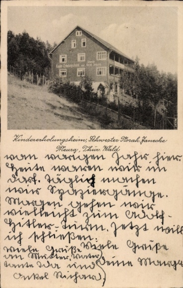 Postcard Meura in the Thuringian Forest, children's convalescent home, Sister Norah Janecke