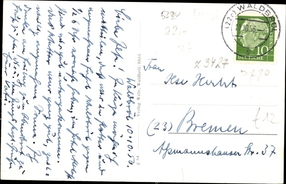 Postcard Waldbröl in Oberbergisches Land, Hotel Cafe Althoff