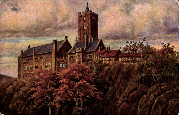 Artist Postcard Rowland, Fr., Lutherstadt Eisenach in Thuringia, Wartburg from the east