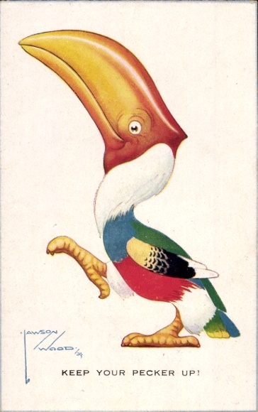 Artists Postcard Wood, Lawson, Keep your pecker up