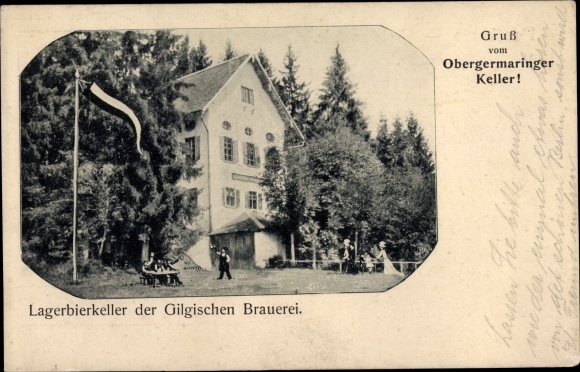 Postcard Obergermaringen Germaringen in Swabia, Gilgische brewery, lager beer cellar