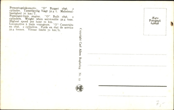 Postcard Swedish locomotive no. 302