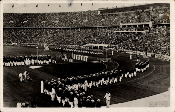 Postcard Reichssportfeld, opening of the Olympic Stadium on August 1, 1936, Führerloge
