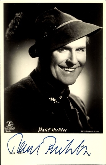 Postcard actor Paul Richter, portrait, autograph, hat, FBZ Verlag
