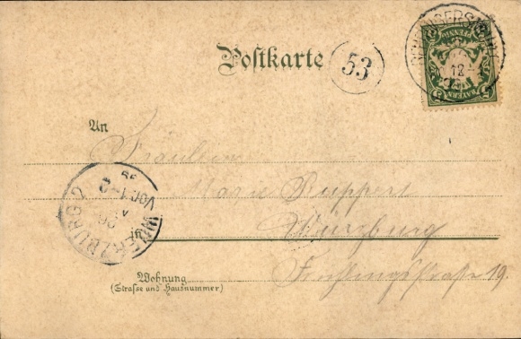 Litho Gößweinstein, Stempfermühlquelle, Wohnhäuser, Mondlicht, Flussbrücke