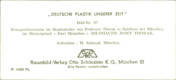 Stereo spatial image photo &quot;German sculpture of our time&quot;, no. 97 State Studio Baldham, composition room