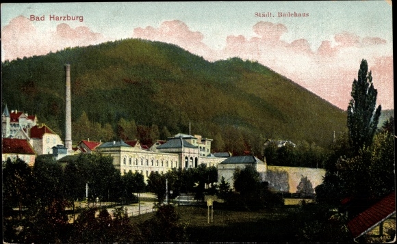 Postcard Bad Harzburg in the Harz, municipal bathhouse