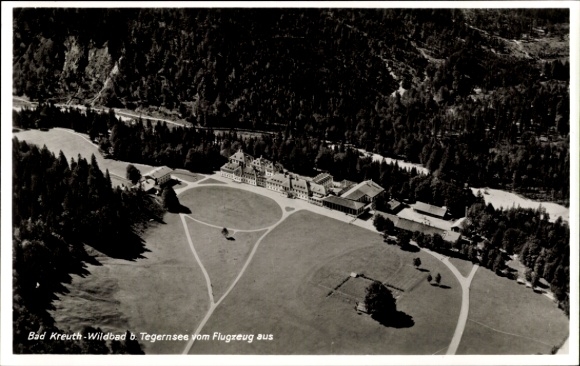 Postcard Wildbad Kreuth am Tegernsee Upper Bavaria, aerial photograph