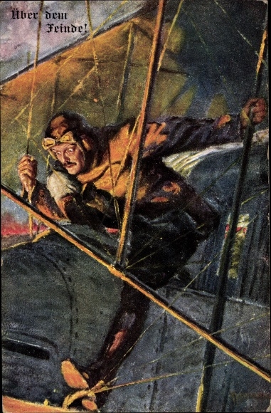 Artist PC Kuderna, Franz, above the enemy, pilot in a fighter plane, I. WW