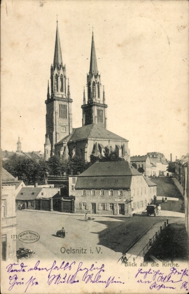 Ak Oelsnitz im Vogtland, Blick auf die Kirche