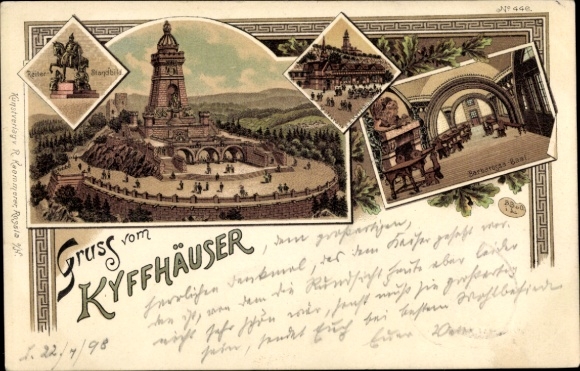 Litho Steinthaleben Kyffhäuserland in Thüringen, Kyffhäuser, Kaiser Wilhelm Denkmal, Barbarossasaal