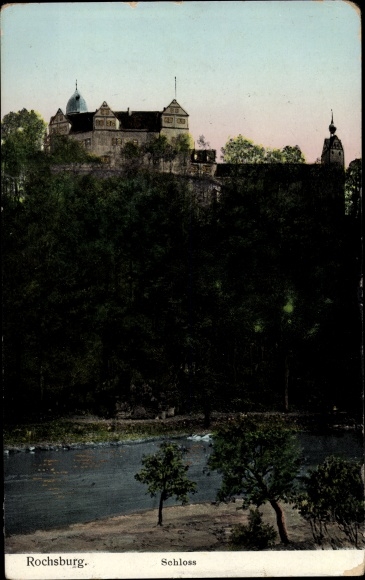 Illuminated window picture PC Rochsburg Lunzenau in Saxony, view of the castle
