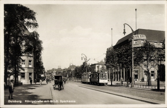 KP Duisburg w Zagłębiu Ruhry, Königstraße, Sparkasse, tramwaj