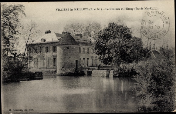 Ak Villiers les Maillets Seine et Marne, Le Chateau, L'Etang
