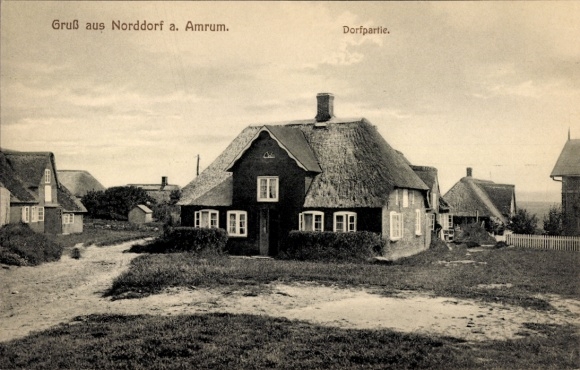 Postcard Norddorf on Amrum Nordfriesland, village party