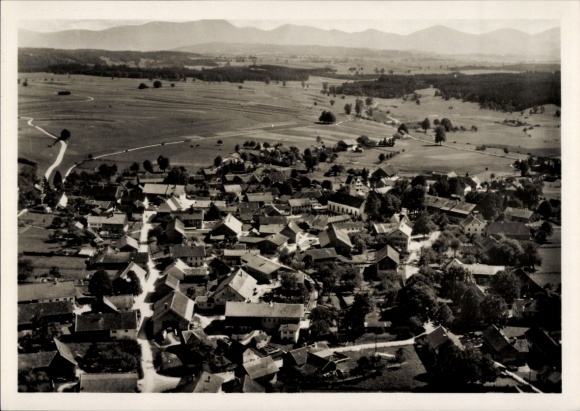 Postcard Huglfing in Upper Bavaria, aerial photograph