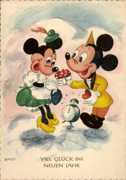 Ak Glückwunsch Neujahr, Micky Maus