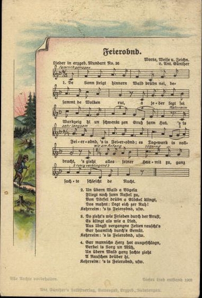 30 individual song cards, Anton Günther