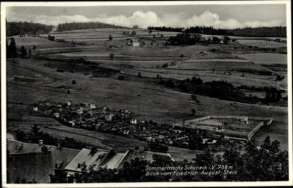 Postcard Schöneck im Vogtland, view from Friedrich August Stein