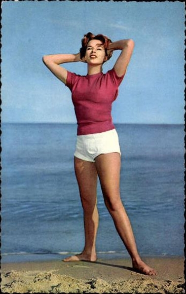 8 old Postcard swimwear ladies, various views