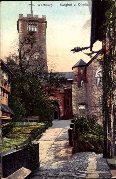 Postcard Lutherstadt Eisenach Thuringia, Hellthal, Wartburg, Burghof, Dirnitz, Castle,