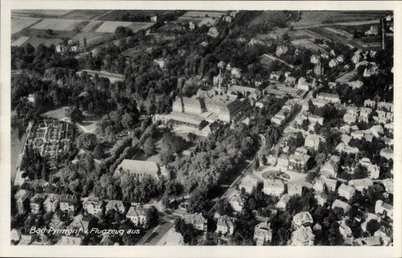 Postcard Bad Pyrmont in Lower Saxony, aerial photograph