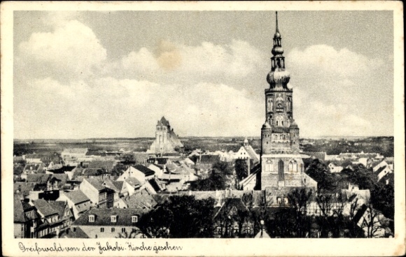 Ak Greifswald, Blick von der Jakobi Kirche