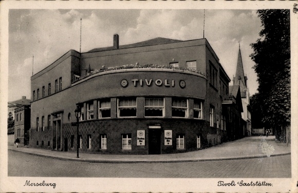 Ak Merseburg an der Saale, TIVOLI Gebäude, Gaststätten,  Architektur, Werbung für Vollkornbrot