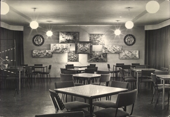 Postcard Kagar Rheinsberg in Brandenburg, holiday home of the Konsum main business Markleeberg, dining room