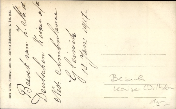 Photo Postcard Gliwice Gleiwitz Silesia, military hospital Netherlands. Red Cross, visit of Kaiser Wilhelm II.