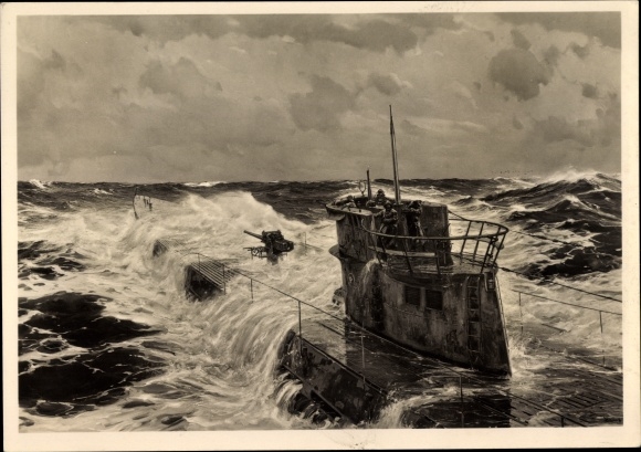 Artysta KP Bergen, Claus, In the Atlantic, HDK 467, niemiecki U Boat, Kriegsmarine, II wojna światowa