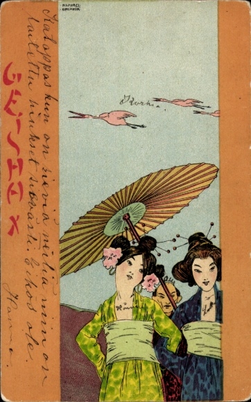 Art Nouveau-kunstenaar litho Kirchner, Raphael, Geisha X, Japanse vrouwen