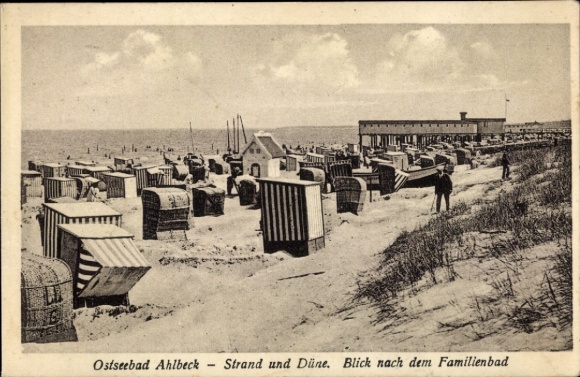 Postcard Ostseebad Kölpinsee on Usedom, beach, dune, family bath