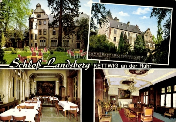 Postcard Ratingen North Rhine Westphalia, Landsberg Castle near Kettwig, garden, hall