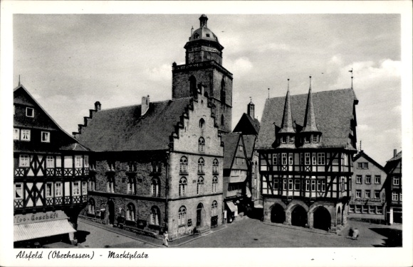 Ak Alsfeld in Hessen, marktplein, Hotel Ratseck