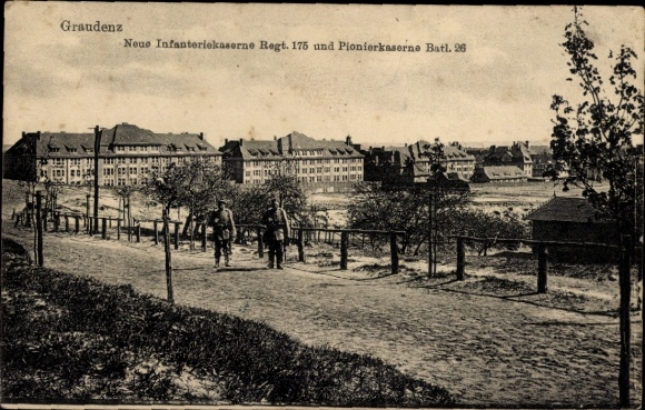 Postcard Grudziądz Graudenz West Prussia, New Infantry Barracks Regiment 175, Pioneer Barracks Batl. 26