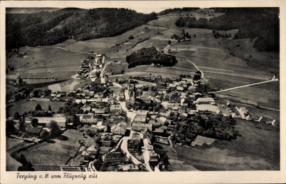 Postcard Freyung in the Bavarian Forest, aerial photograph