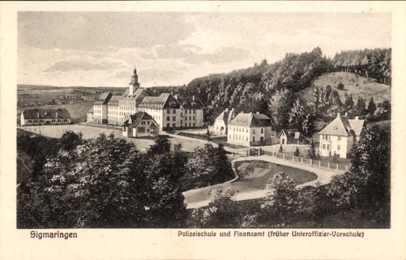 Ak Sigmaringen an der Donau, Polizeischule, Finanzamt, Unteroffizier-Vorschule, Landschaft