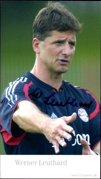 Autograph card Werner Leuthard, fitness coach, FC Bavaria Munich, T-Com, autograph